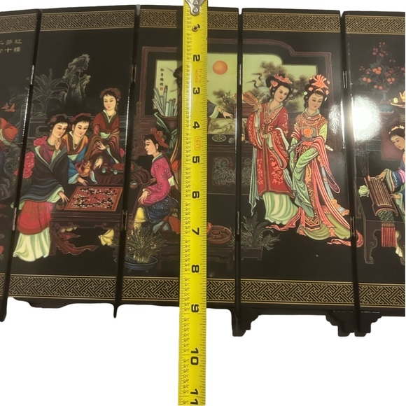 Asian export , black Lacquer , 6 panel screen, 12 beauties of jingling. - Picture 3 of 6